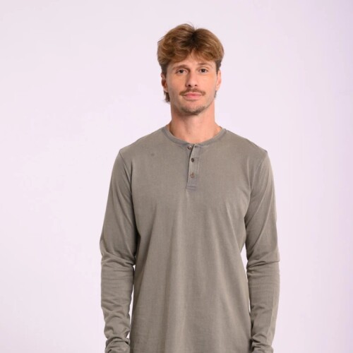 Remera Hombre M/Larga Alg.C/Botones Canva S-XXL Gris