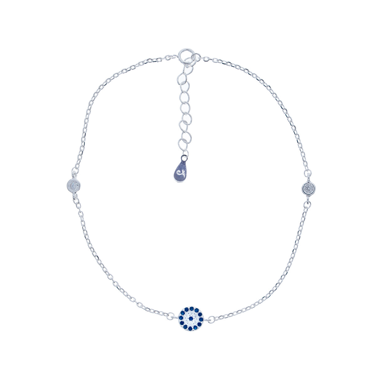 Tobillera de plata 925 con circonias, OJO TURCO. 