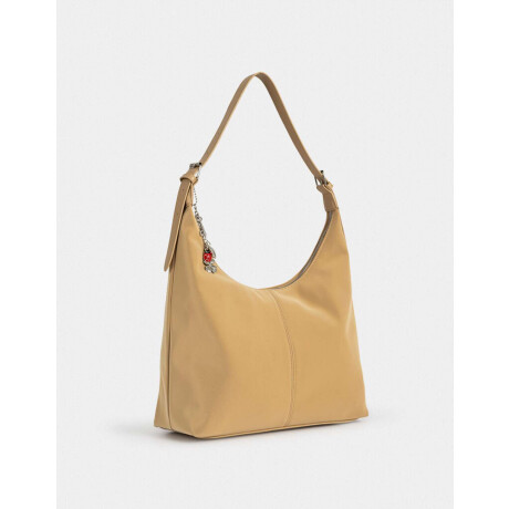 Cartera Saca Con Charm Marron Beige