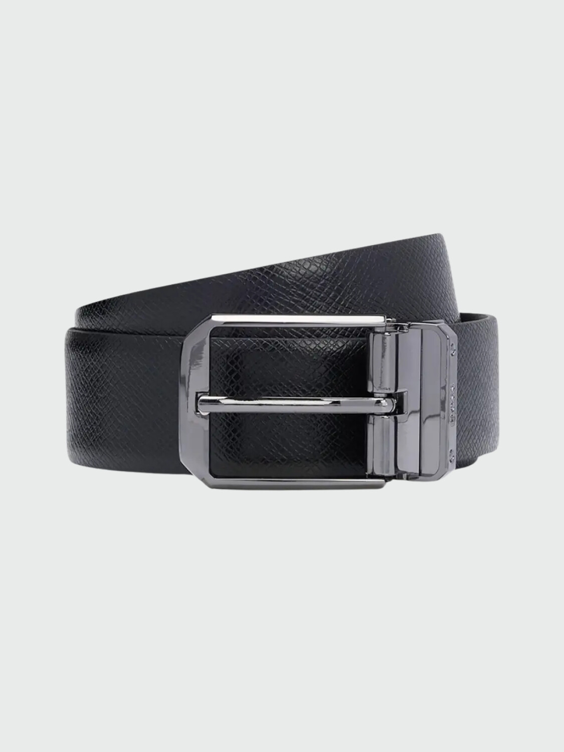 BOSS Cinturón Reversible de Piel Italiana con Dos Hebillas Negro