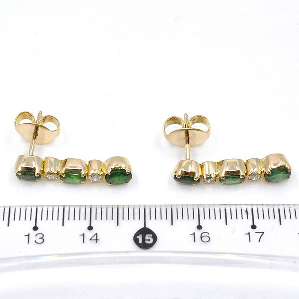 Caravanas En Oro 18K Con Brillantes Y Esmeraldas Caravanas En Oro 18K Con Brillantes Y Esmeraldas