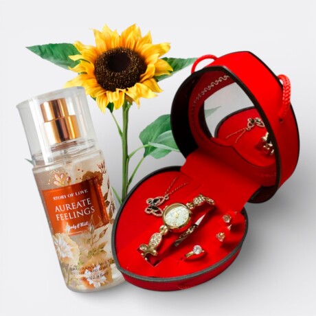Combo San Valentín Set De Reloj + Body Splash + Girasol Combo San Valentín Set De Reloj + Body Splash + Girasol