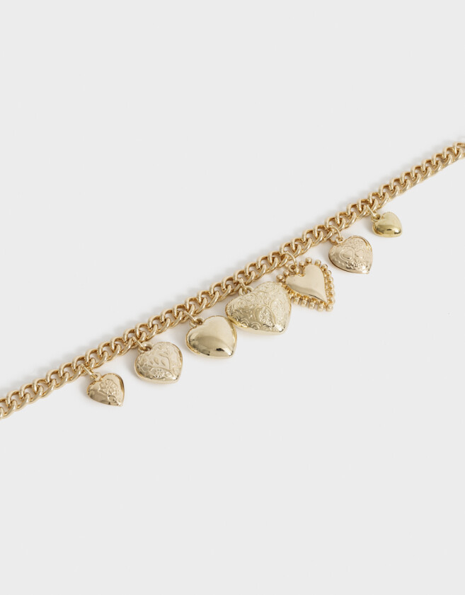 Pulseras Flexibles Con corazón Pulsera Multidijes Corazones - Dorado