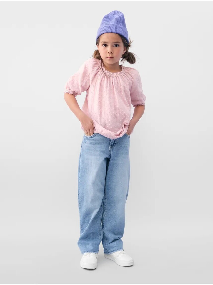 Jean 90S Loose Tiro Alto Niña - Light Wash 