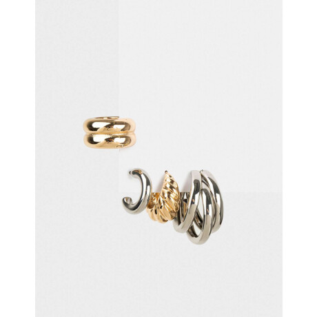 Set De Aros Chunky Combinacion Bicolor