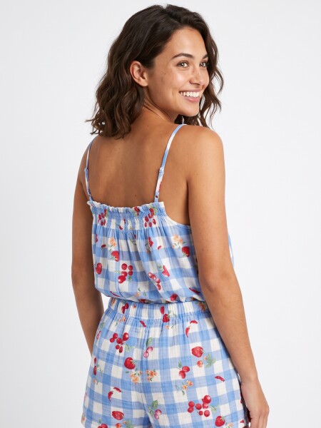 PIJAMA CONJUNTO TOP + SHORT AZUL