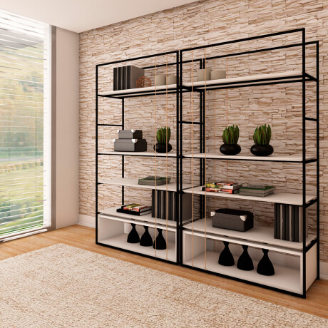 Biblioteca Columbia Off White y Metal Negro