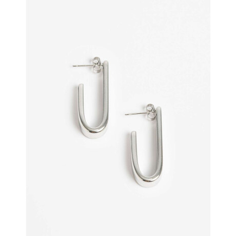 Aros Colgantes Cortos Metal Plateado