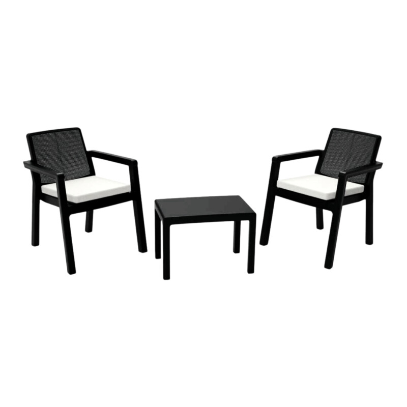 Juego jardín Prestij 2 Sillones + Mesa NEGRO