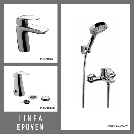 Juego Completo De Griferia Para Baño, Incluye Lavatorio Bajo,Bidet Y Ducha Exterior Linea Epuyen Fv 000