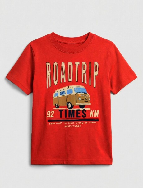 CAMISETA BÁSICA CON ESTAMPA ROJO