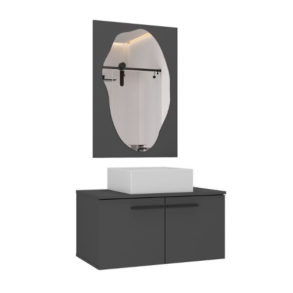 MUEBLE DE BAÑO SUSPENDIDO 70 CM CON ESPEJO SIN BACHA - GRAFITO MUEBLE DE BAÑO SUSPENDIDO 70 CM CON ESPEJO SIN BACHA - GRAFITO