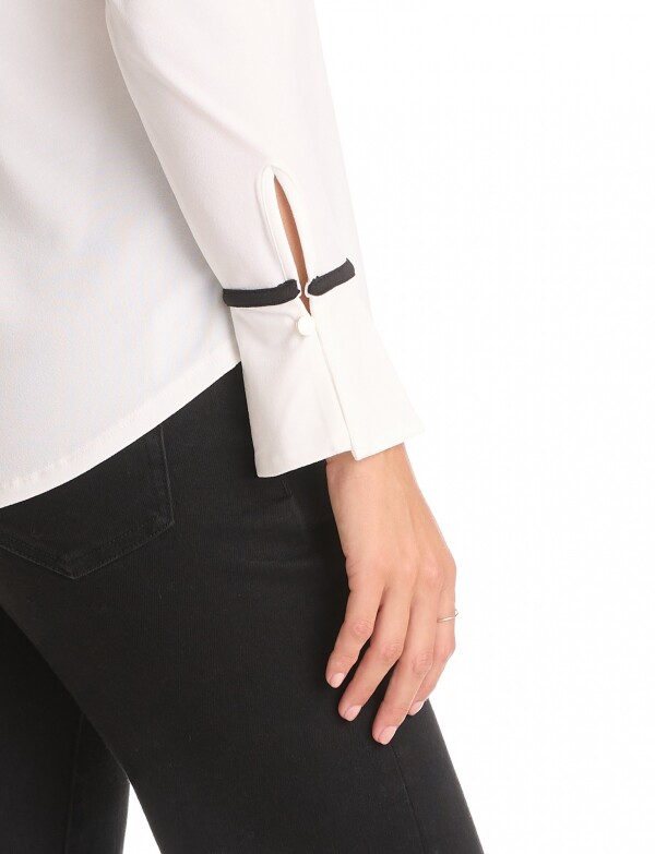 Blusa Ribete Contraste BLANCO/NEGRO