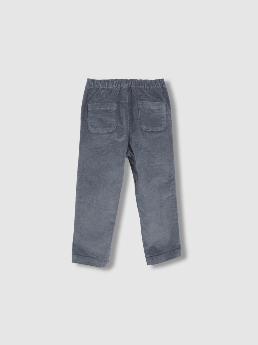 Pantalon De Pana Con Cinturilla Elastica Gris Azulado
