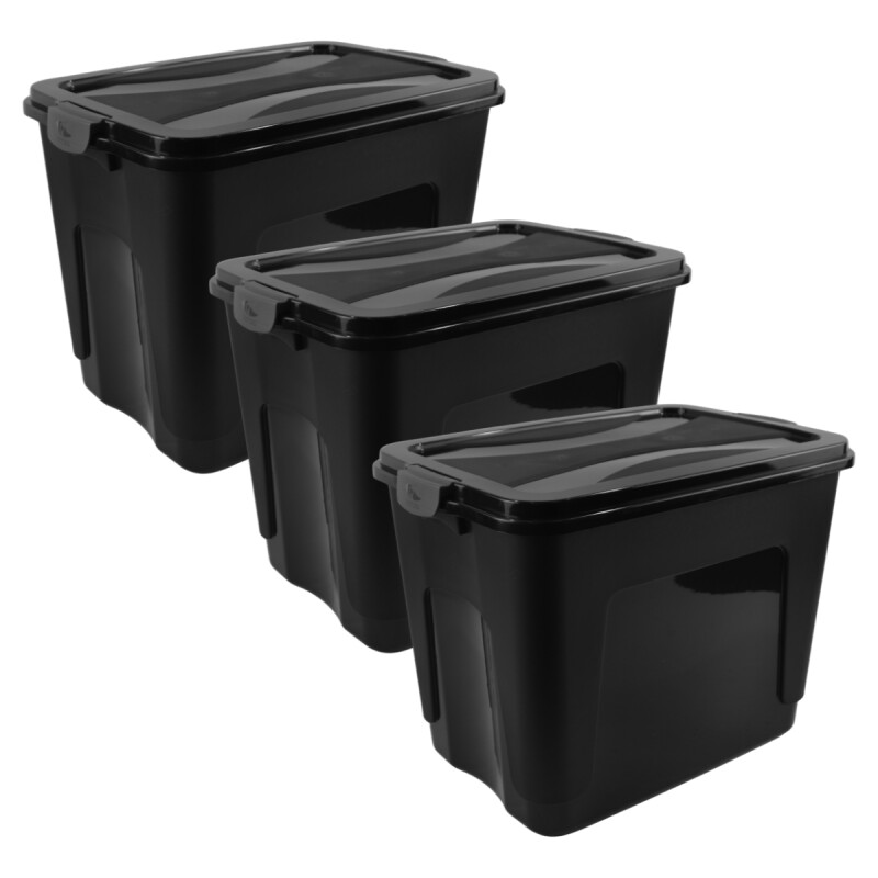Set x3 Cajas organizadora 40lt NEGRO