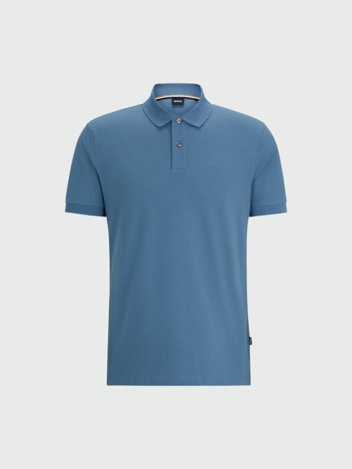 BOSS Polo de Algodón Piqué con Logo Bordado Celeste