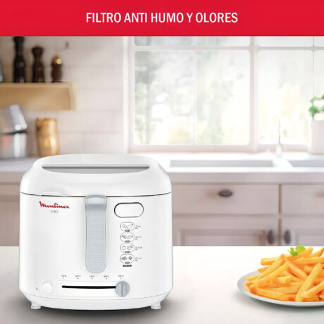 Freidora con aceite Moulinex Uno, filtro antihumo, color blanco. Freidora con aceite Moulinex Uno, filtro antihumo, color blanco.
