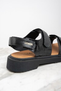 Sandalia Cuero Combinada Negro