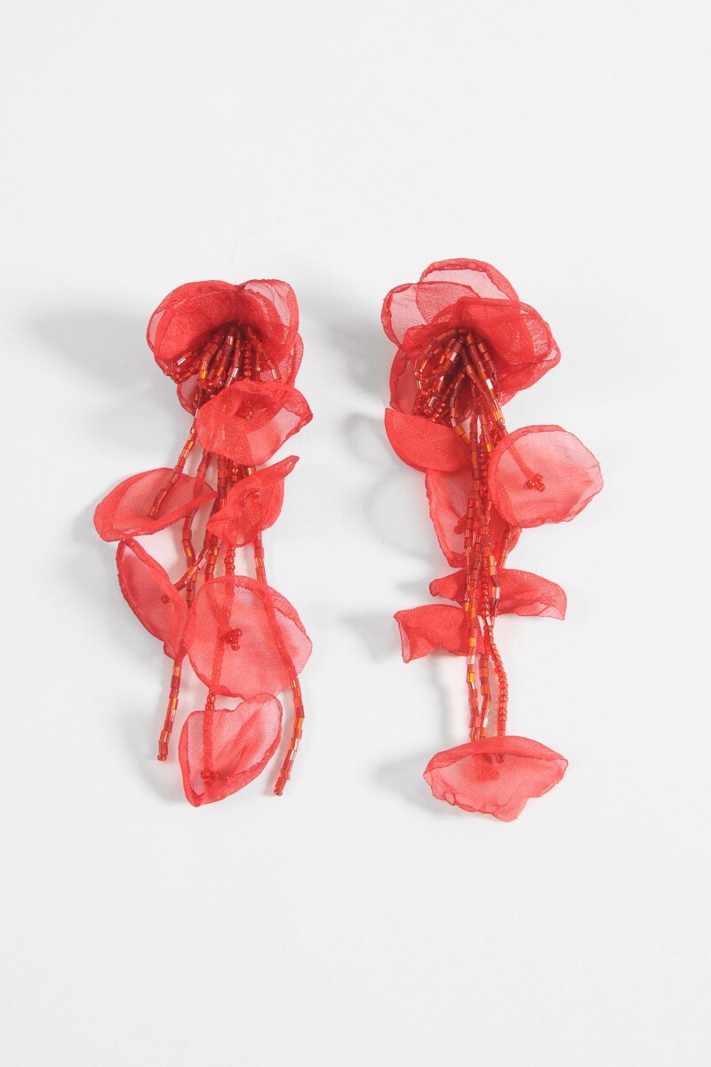 Caravanas party pétalos mostacillas bordo