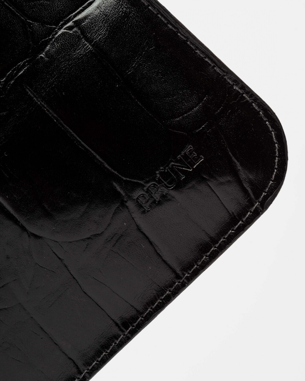 Porta Papeles Praga En Cuero Grabado Croco Negro