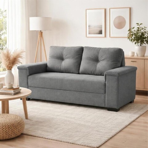 Sillón Sofá de 2 Cuerpos Amsterdam en Lino– Estructura de Madera Maciza y Confort Soft Color Gris Sillón Sofá de 2 Cuerpos Amsterdam en Lino– Estructura de Madera Maciza y Confort Soft Color Gris