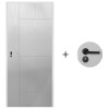 Puerta Desarmada Interior en MDF con Marco y Cerradura Lumax Blanca tramada Diseño Ankara Herraje Negro