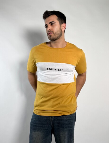 Remera combinada Mostaza
