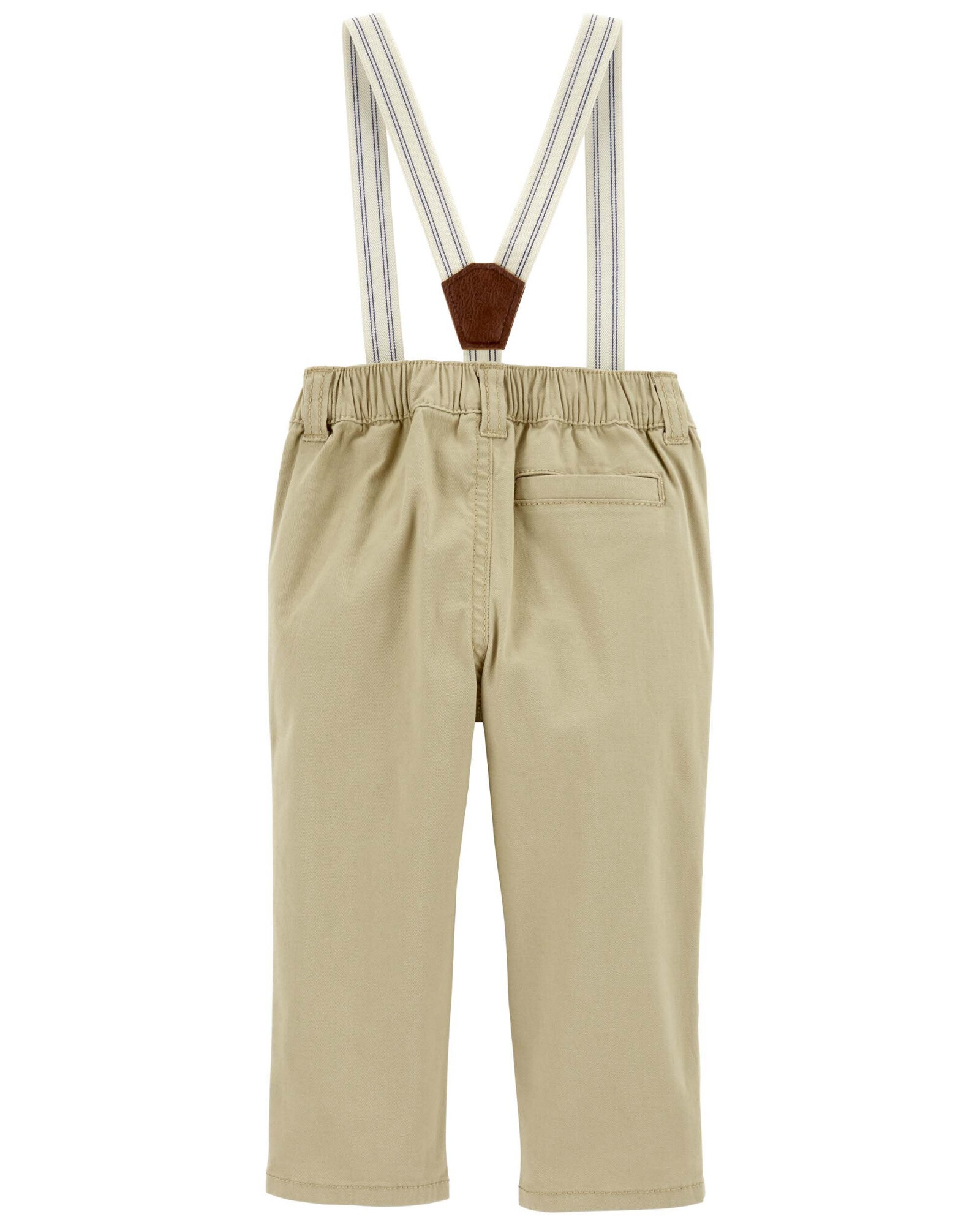 Pantalón de sarga, con tiradores, khaki Sin color