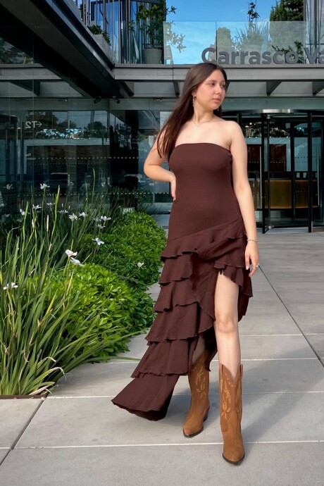 Vestido super midi Zaida Marrón