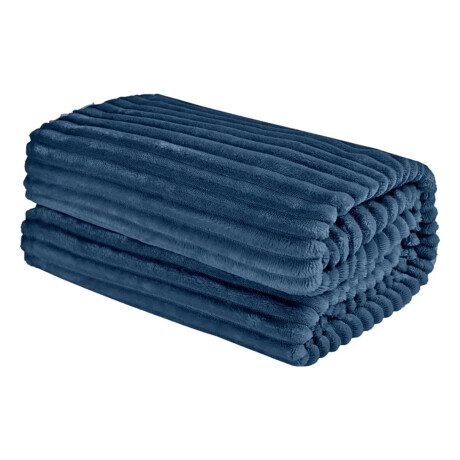 Manta Frazada Polar Acanalada 1 Plaza Suave Cálida Cama Sofá Azul