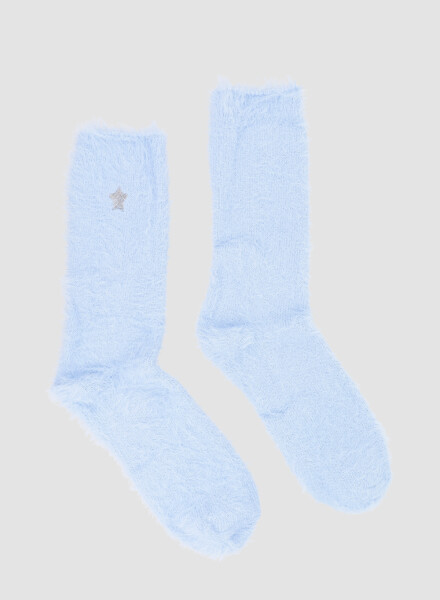 Medias mohair extra y bordado Celeste