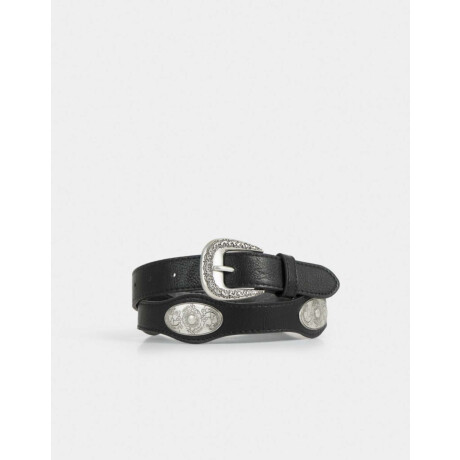 Cinturón Hebilla Grabada Negro Negro