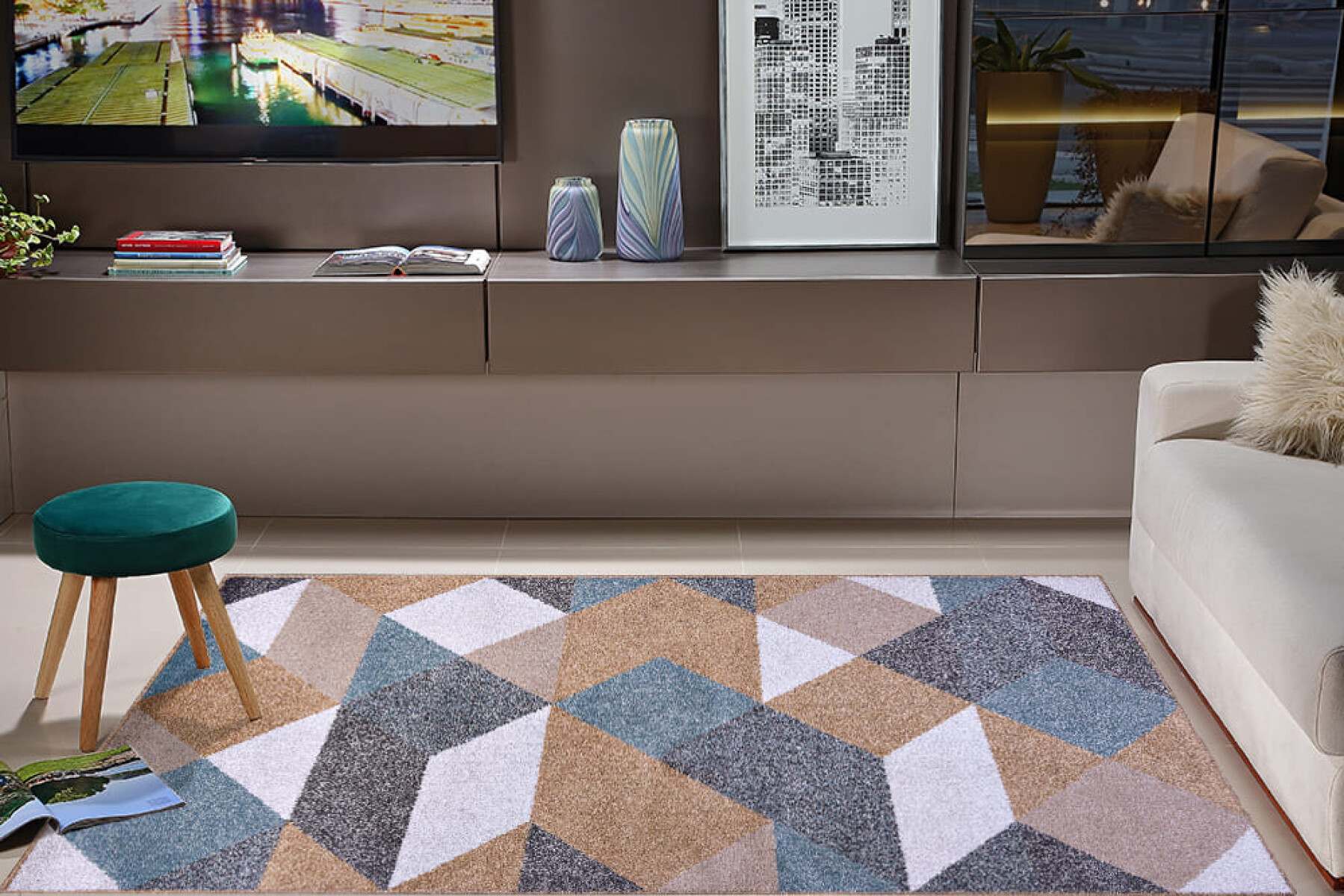 Alfombra Classic Maiorca Caramelo Azul - 150*200 