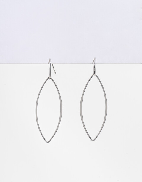 Aros Colgantes Largos Aros Largos Ovalados - Plateado Hematite