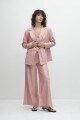 Blazer de lino oversize metalizado rosa