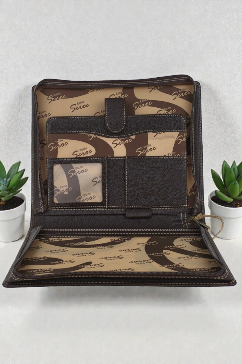 Dosier Mediano Profesional en cuero genuino Chocolate