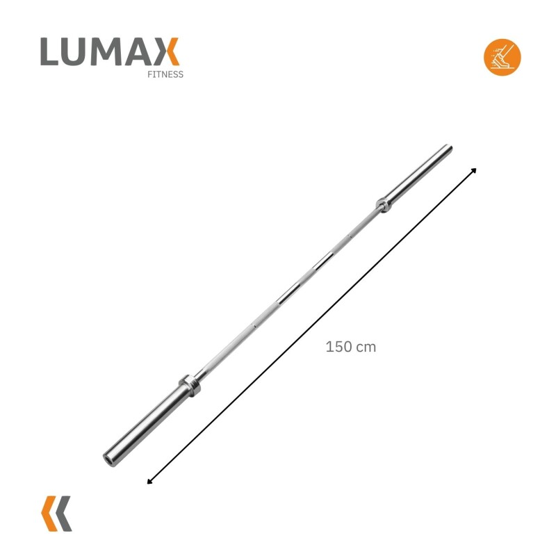 Barra Olímpica Profesional Lumax + 2 Mariposas 1.50mts Barra Olímpica Profesional Lumax + 2 Mariposas 1.50mts