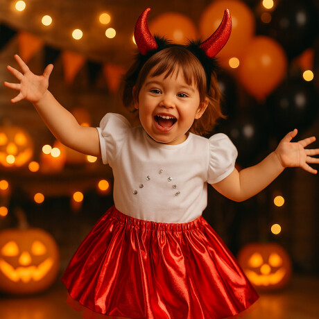 Disfraz Halloween infantil bruja con cuernos Rojo