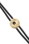 PULSERA DE CUERO DOBLE NEGRO CON DETALLE DE OJO EN ALEACIÓN DE METALES BAÑADO EN ORO 18K Y CRISTAL Pulsera