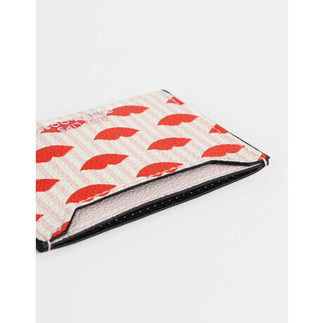 Tarjetero De Cuerina Bocas Estampado Rayas