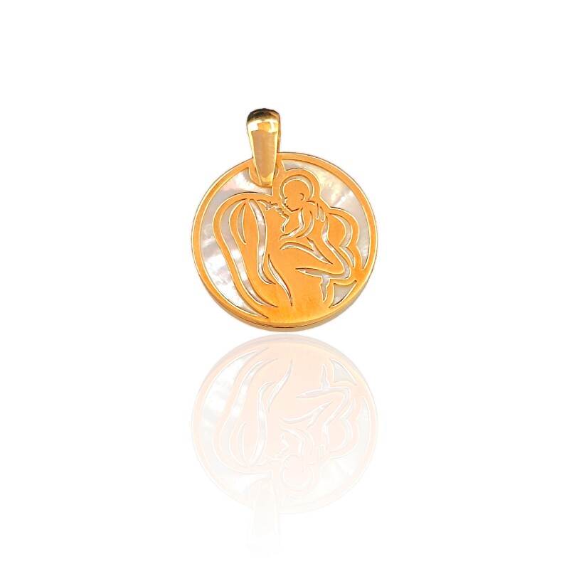Dije Mamá y bebé-Oro bajo-Piedra Nácar-CP8564 Conpiedra