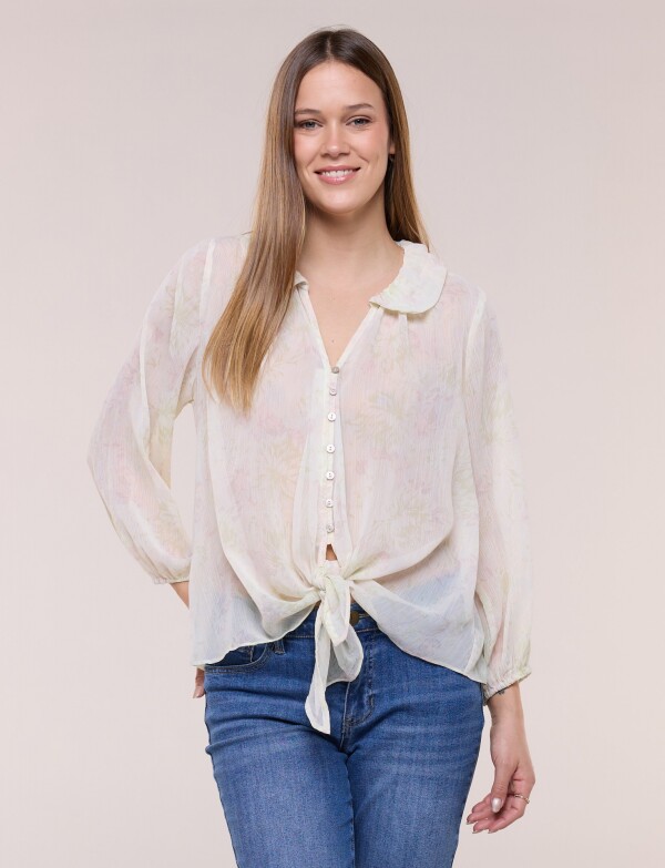 Blusa Gasa Traslucida Estampada CRUDO/MULTI