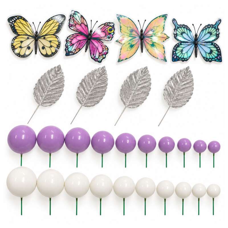 Topper Mariposas y Esferas Lila