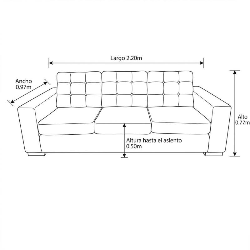 SOFA OSLO 3 PUESTOS - CREMA 305540 (CD) DISCONT Unica