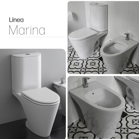 INODORO MOCHILA TAPA Y BIDET JUEGO DE LOZA MARINA BLANCO BLANCO