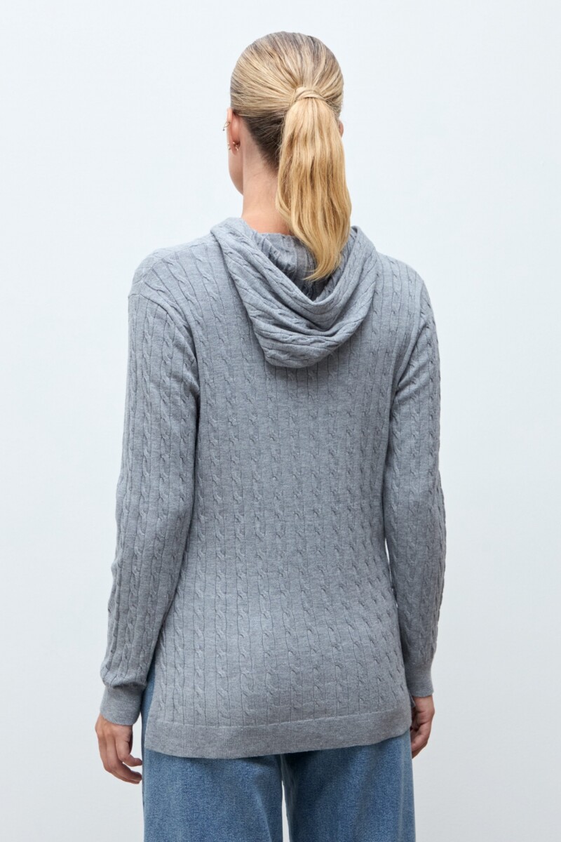 Hoodie tejido estructuras gris melange