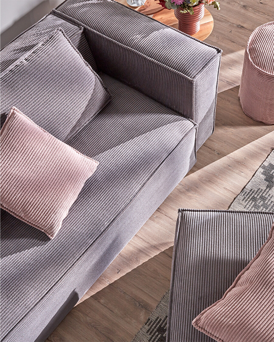 Sofá Blok 3 plazas pana gris 240 cm