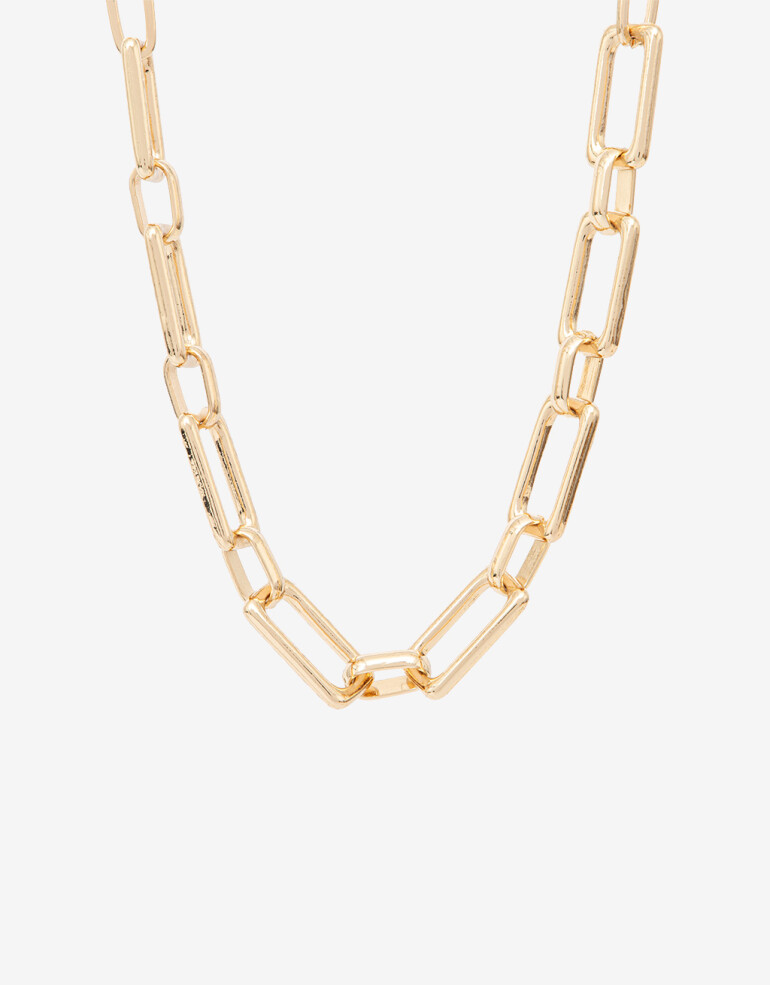 Collares Cortos Metal Collar Corto De Cadena Eslabones - Dorado