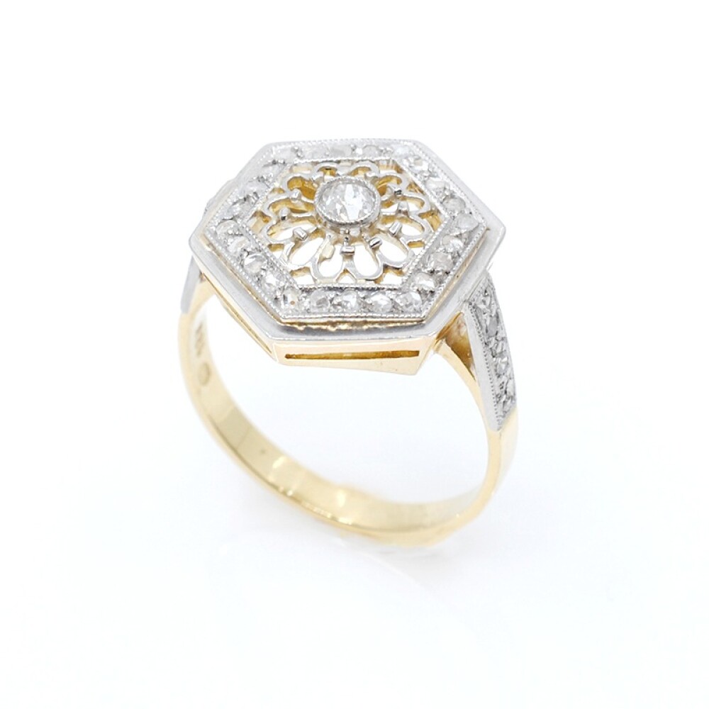 Anillo oro 18k y platino brillantes y diamantes Anillo oro 18k y platino brillantes y diamantes