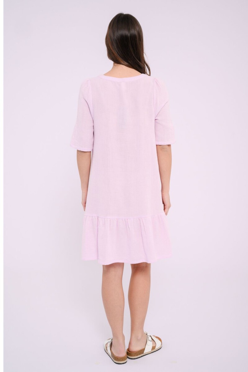 Vestido escote en V con volado Lila